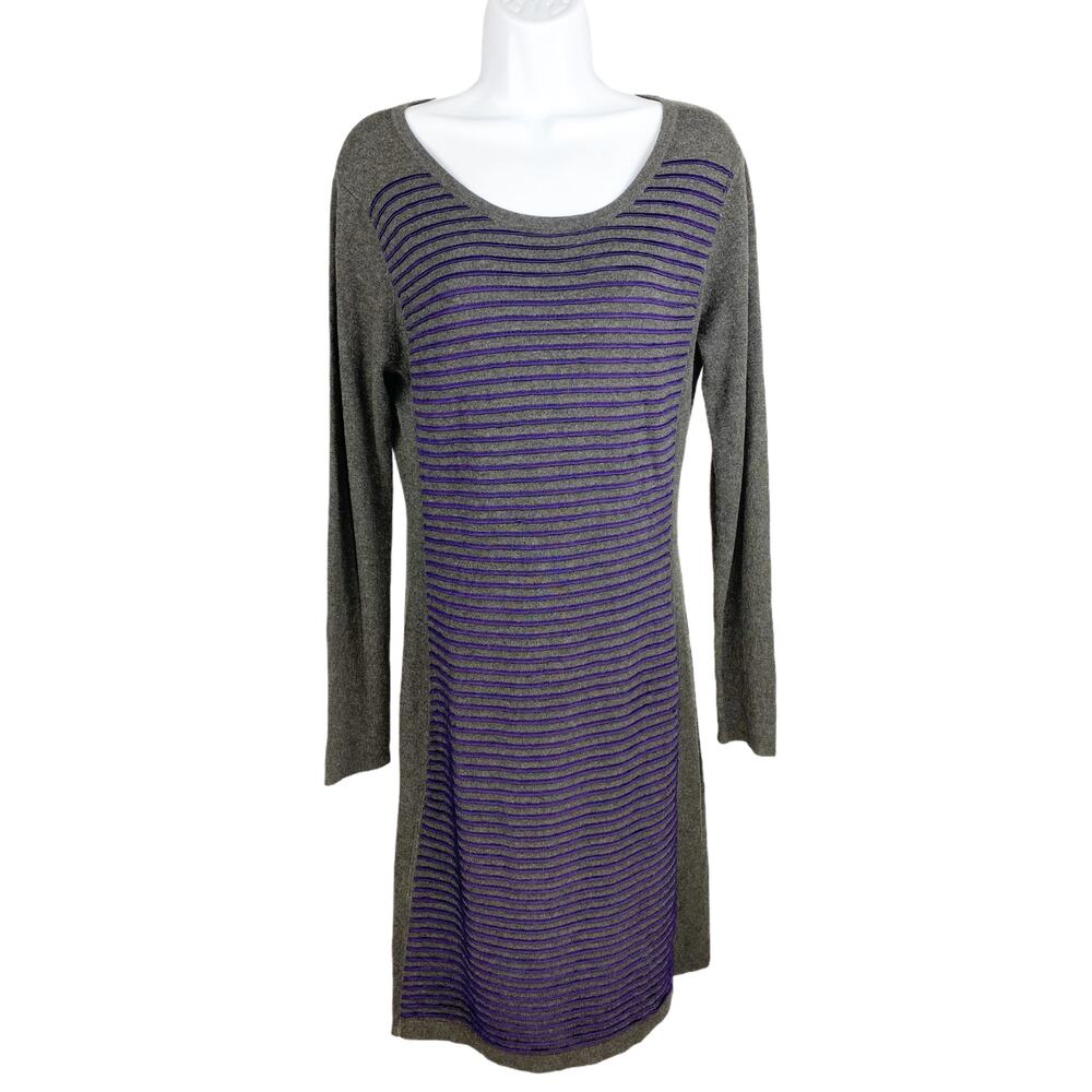 Tribal Gray Purple Stripe Bodycon Sweater Dress M